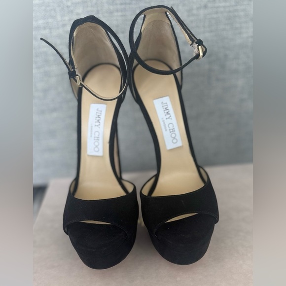 Jimmy Choo Black Suede 150mm Platform pump -NEW IN BOX- size 37 - Picture 4 of 9